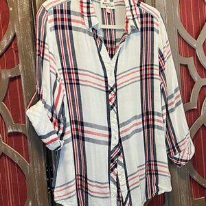 Plaid Patterned Tab, Button Sleeved Shirt